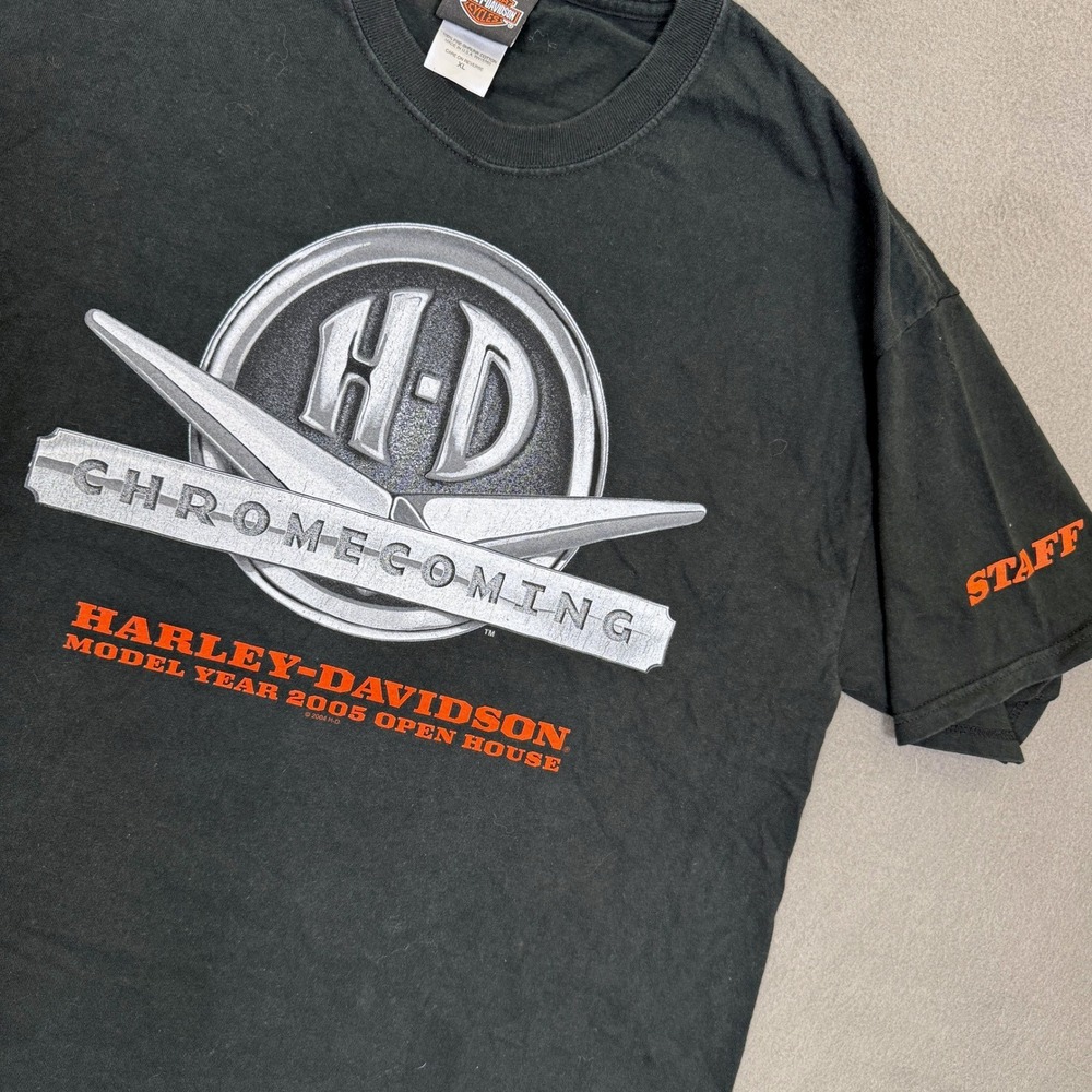 Rare Vintage Harley-Davidson Chromecoming Shirt Men XL 2005 Open House Staff